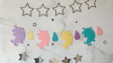 Pinfliers Pastel / Unicorn Theme Birthday Party Paper Bunting
